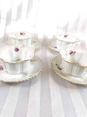 Set of Four Rosenthal Hand Painted Ramekin Dishes with Underplates # 26041